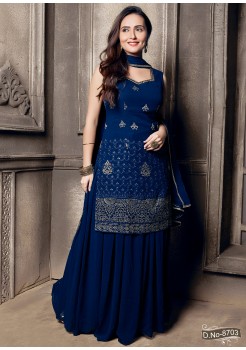 Dark Blue  Georgette  Sharara